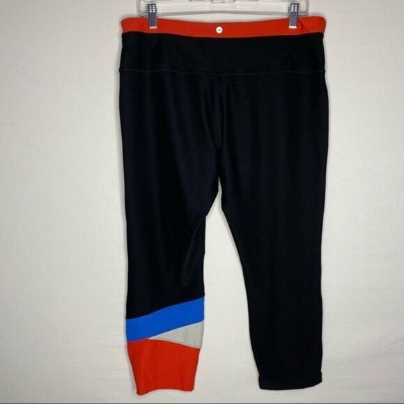 Avia Red Blue Black Cropped Colorblock Active Sportswear Leggings Stretch XL - Picture 5 of 8